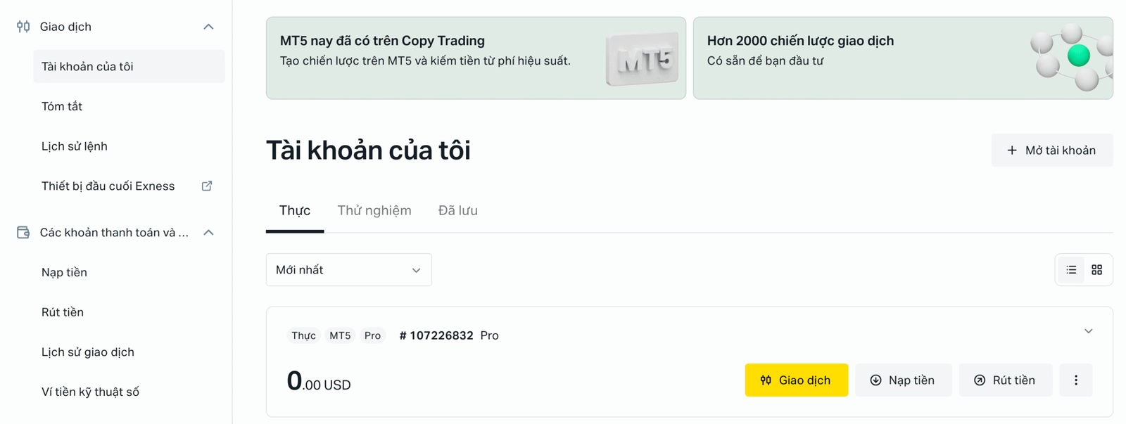 Hướng Dẫn Rút tiền Exness
